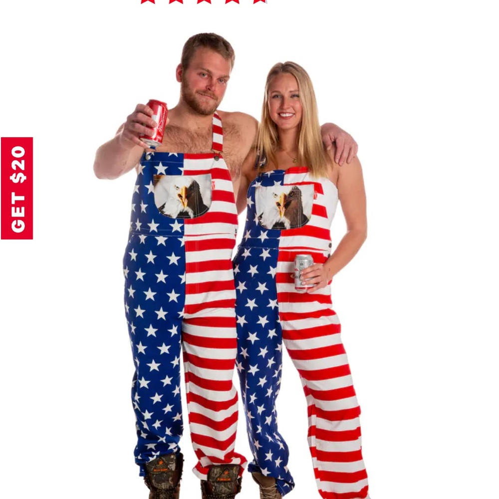 Set of Shinesty Screamin Eagle American Flag Overalls